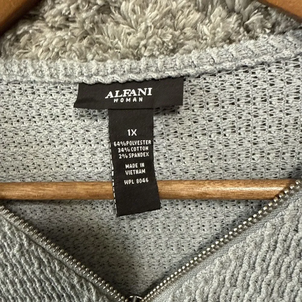 Alfani Woman 1X Knit Sweater Zipper Metallic Blouse Top Dolman Drop Sleeve - Picture 6 of 8